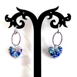 Acrylic Heart Silver Drop Earrings